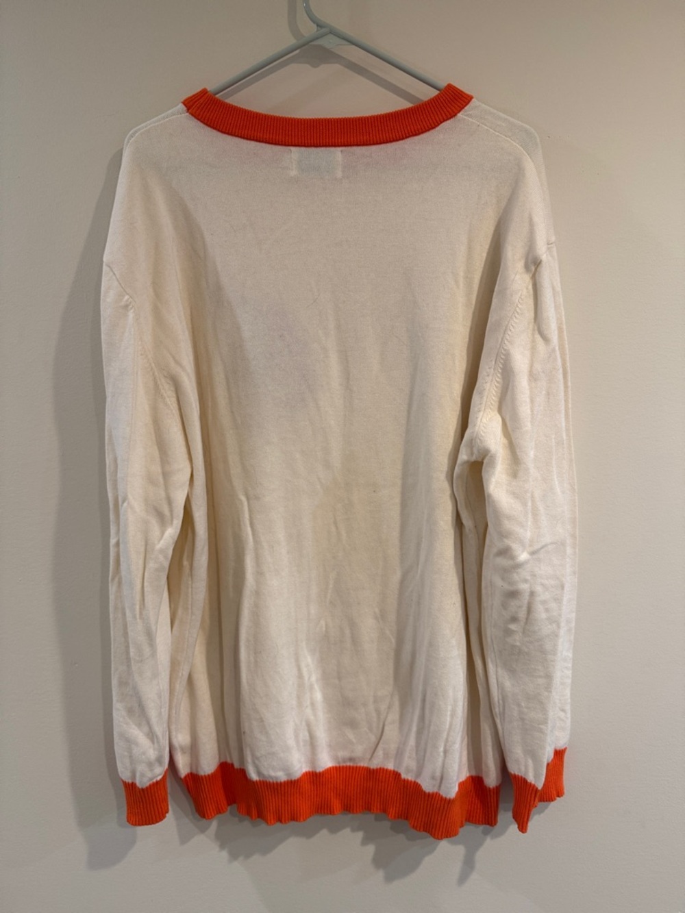 Cream Crewneck Sweater with Orange Trim and Tiger Embroidery - Picture 2 of 2